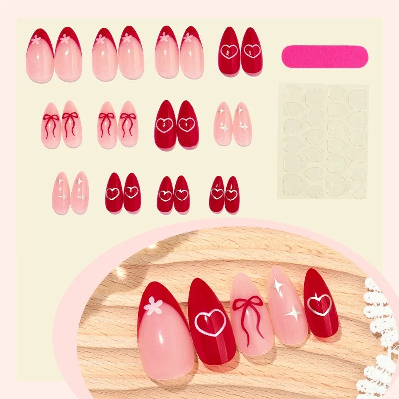 Press-On Nail Set Adhesive Strips Playful Accents