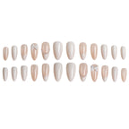 Press-On Nail Set Almond Shape Bow & Pearl Accents