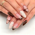 Press-On Nail Set Almond Shape Floral & Dot Accents