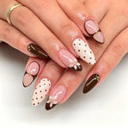 Press-On Nail Set Almond Shape Floral & Dot Accents