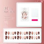 Press-On Nail Set Almond Shape Floral & Dot Accents