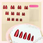 Press-On Nail Set Almond Shape Glossy Coral Peel-On Adhesive