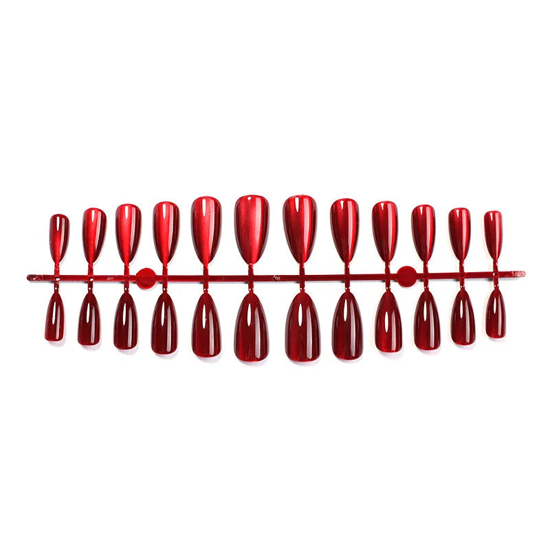 Press-On Nail Set Almond Shape Glossy Coral Peel-On Adhesive