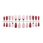 Press-On Nail Set Almond Shape Heart & Bow Long-Lasting