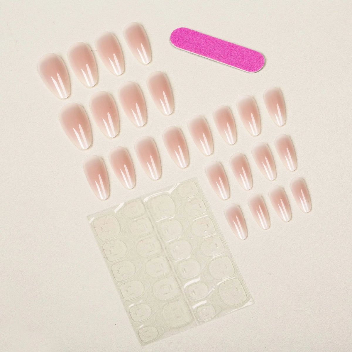 Press-On Nail Set Almond Shape High-Gloss Strong Adhesive