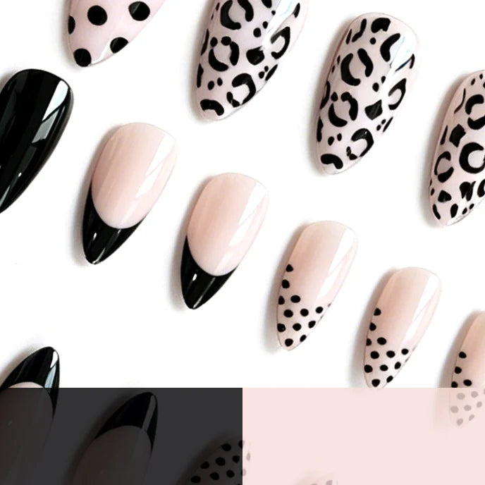 Press-On Nail Set Almond Shape Leopard Print