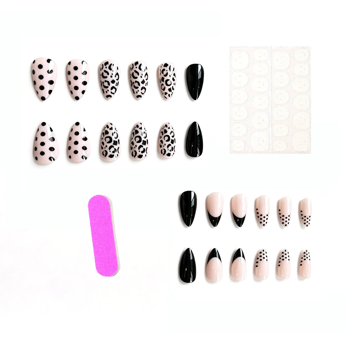 Press-On Nail Set Almond Shape Leopard Print