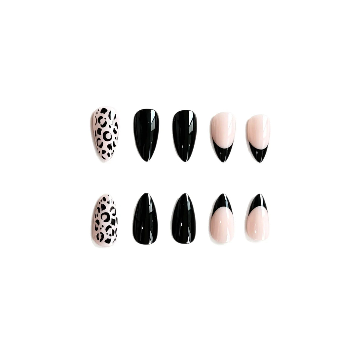 Press-On Nail Set Almond Shape Leopard Print