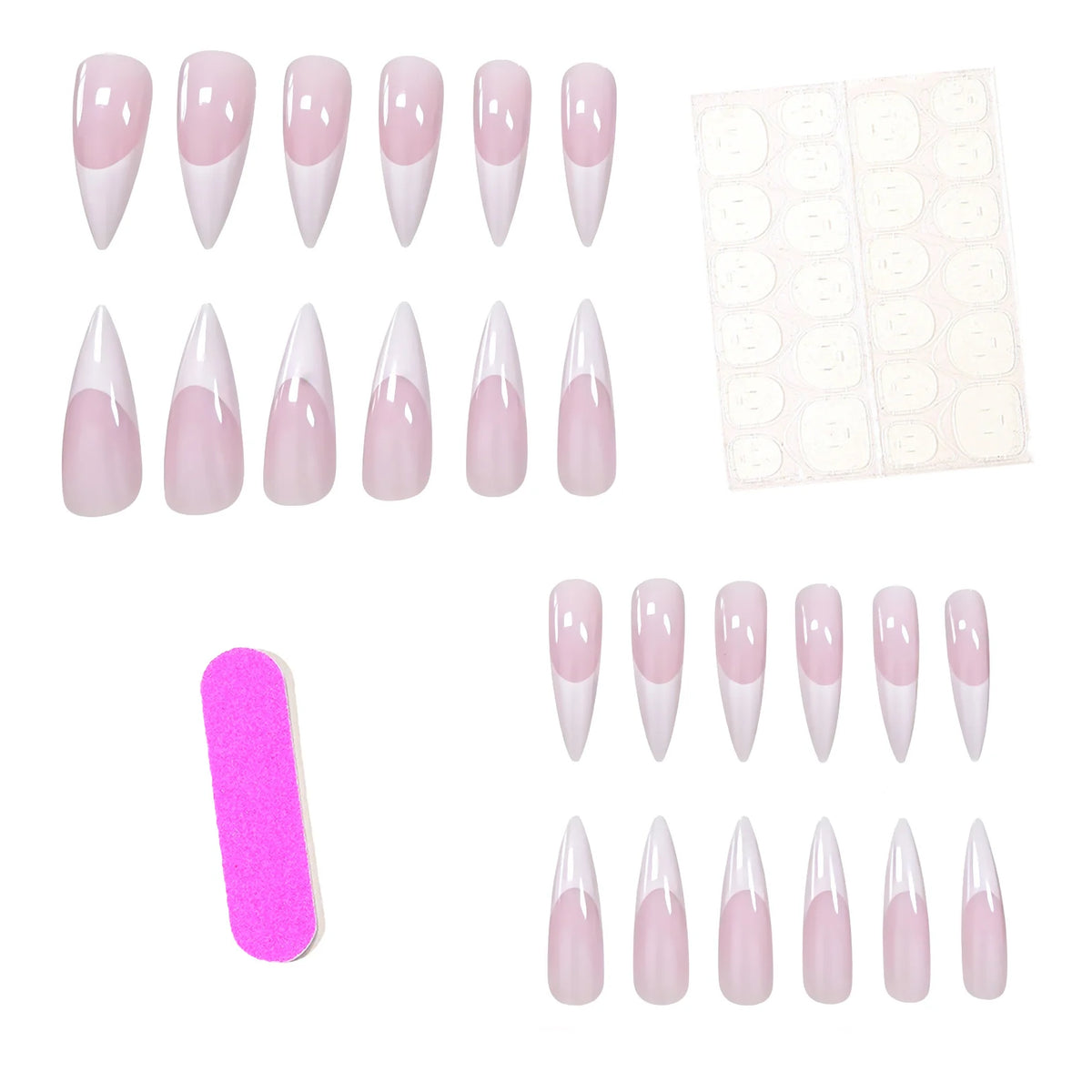 Press-On Nail Set Almond Shape Self-Adhesive & Reusable 24-Piece