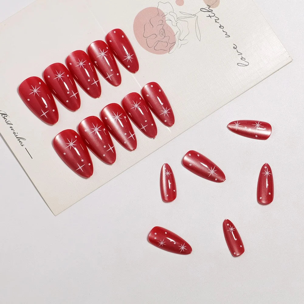 Press-On Nail Set Almond-Shaped Glitter Peel & Stick