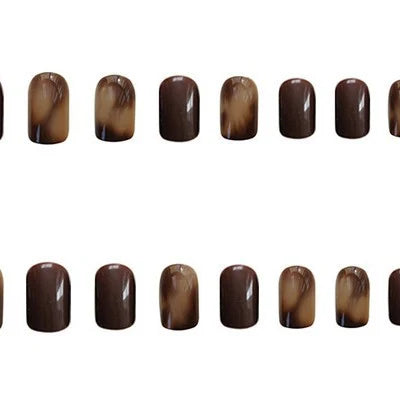 Press-On Nail Set Amber Glue-On & Reusable