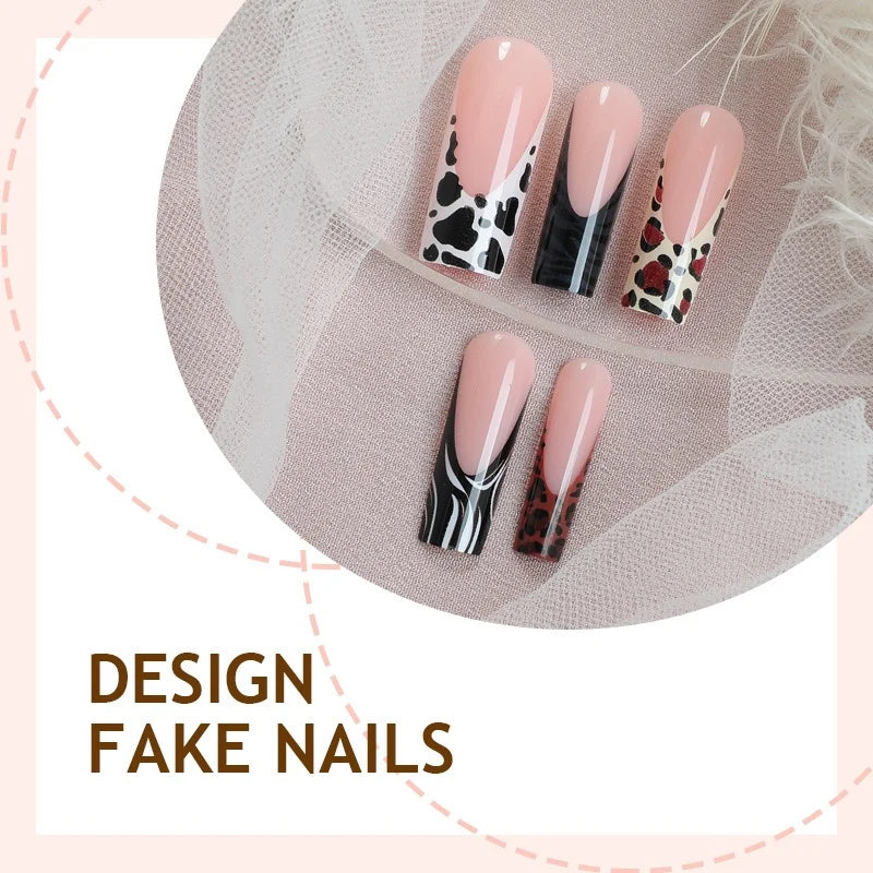 Press-On Nail Set Animal & Gradient Reusable