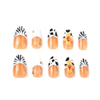 Press-On Nail Set Animal Print & Gold Accents
