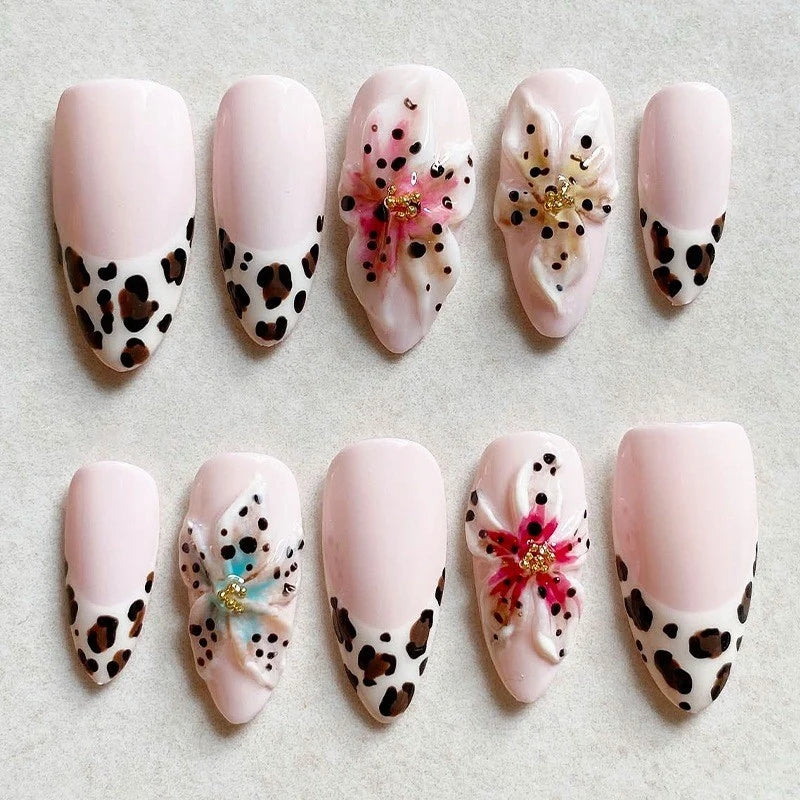 Press-On Nail Set Animal Print Reusable Peel-And-Stick