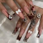 Press-On Nail Set Animal Prints Bows & Gemstone Accents