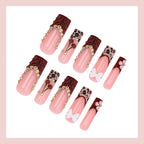 Press-On Nail Set Animal Prints Bows & Gemstone Accents