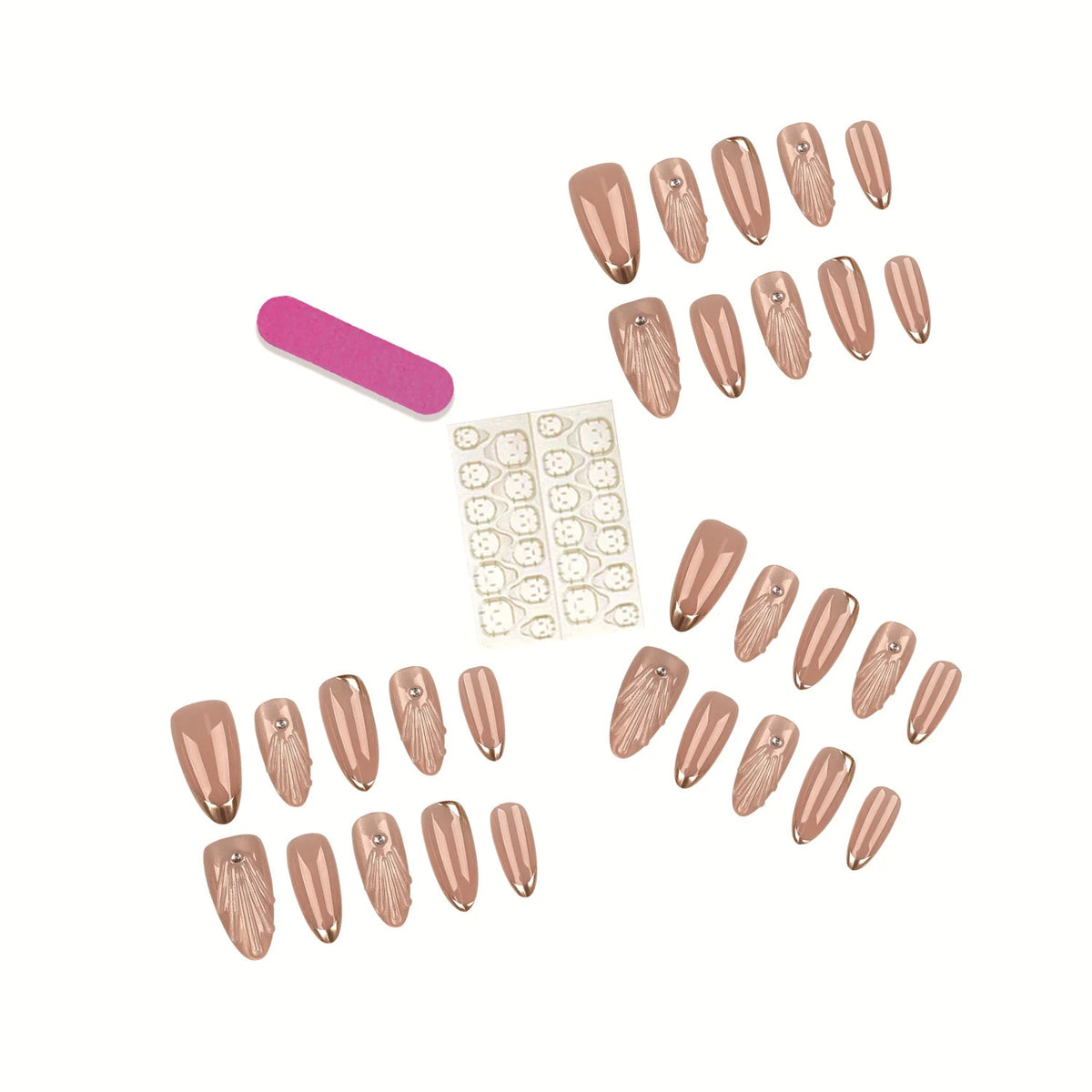 Press-On Nail Set Art Deco Peel And Stick Multiple Sizes
