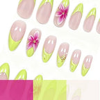 Press-On Nail Set Articulated Almond Floral Embellished 24-Piece