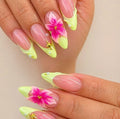 Press-On Nail Set Articulated Almond Floral Embellished 24-Piece
