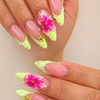 Press-On Nail Set Articulated Almond Floral Embellished 24-Piece