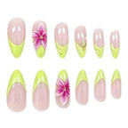 Press-On Nail Set Articulated Almond Floral Embellished 24-Piece