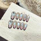 Press-On Nail Set Articulated Gemstone Accents Long-Lasting