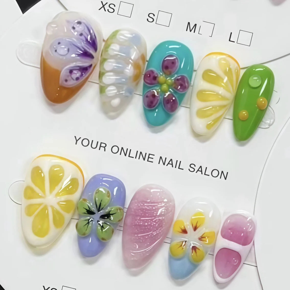 Press-On Nail Set Artisan Floral Strong Adhesive