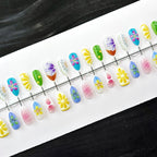 Press-On Nail Set Artisan Floral Strong Adhesive