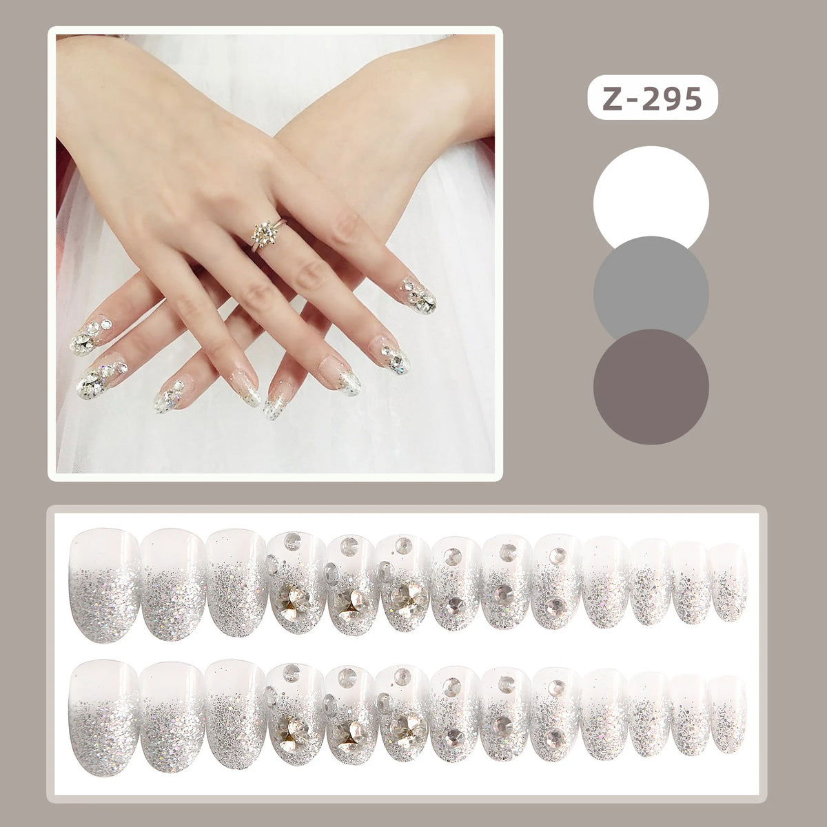 Press-On Nail Set Artisanal Glitter Self-Adhesive & Reusable