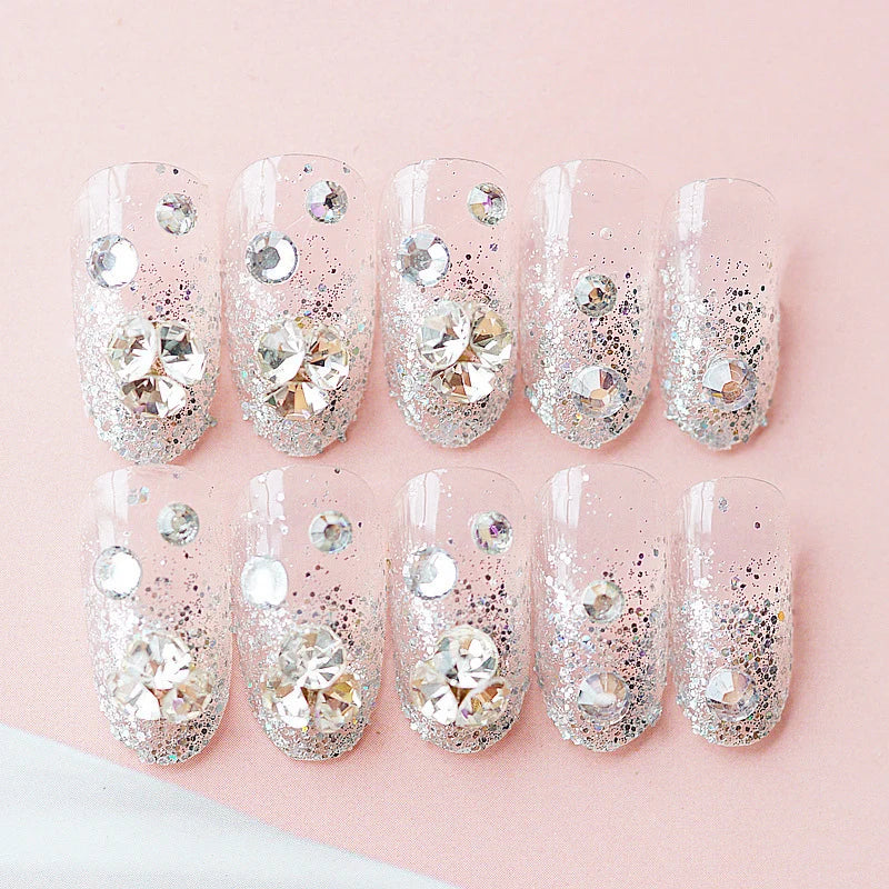 Press-On Nail Set Artisanal Glitter Self-Adhesive & Reusable
