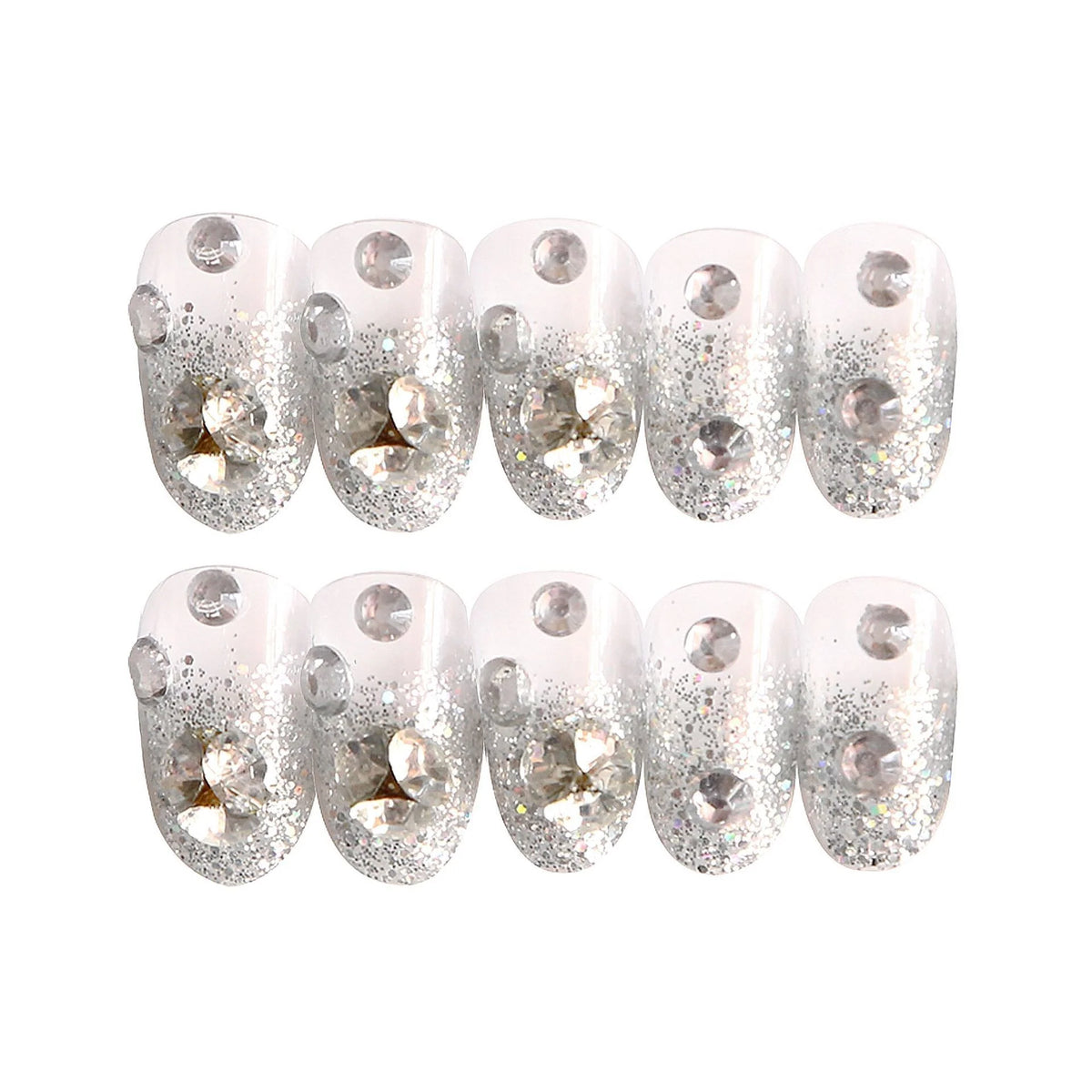 Press-On Nail Set Artisanal Glitter Self-Adhesive & Reusable