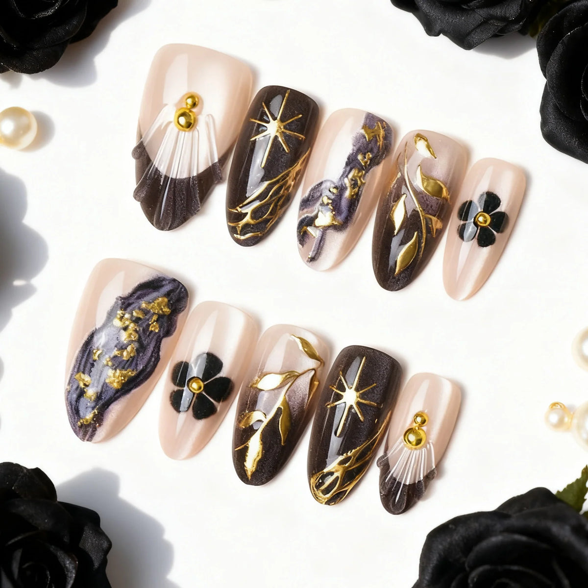 Press-On Nail Set Artistic Acrylic Strong Adhesive