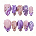 Press-On Nail Set Artistic Beige Peel-And-Stick & Reusable