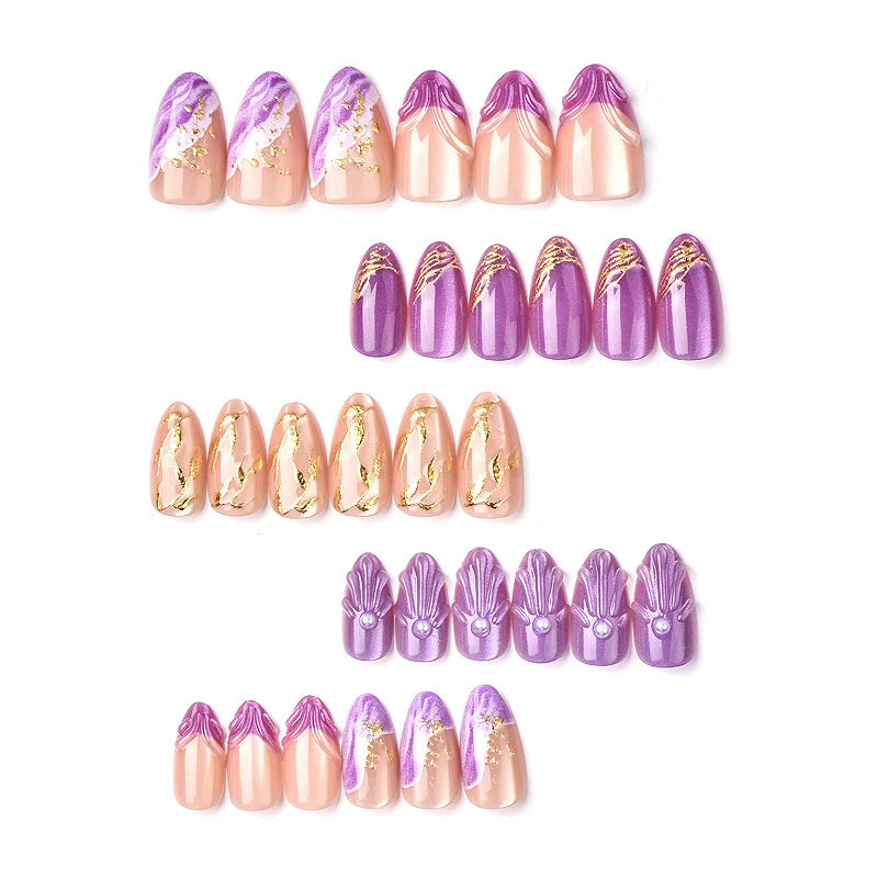 Press-On Nail Set Artistic Beige Peel-And-Stick & Reusable