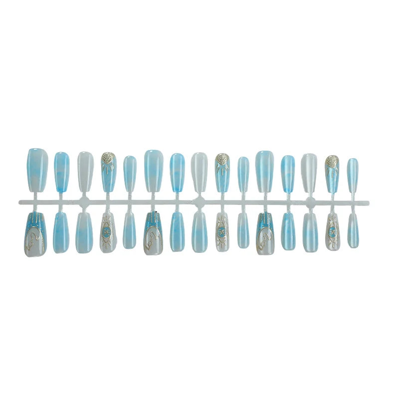 Press-On Nail Set Artistic Design Reusable & Long-Lasting