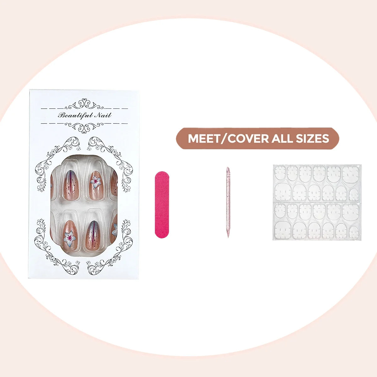 Press-On Nail Set Artistic Designs All-Size Fit