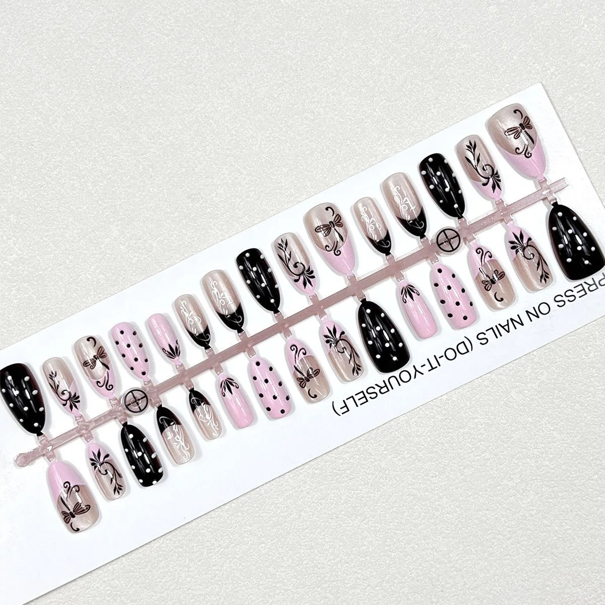 Press-On Nail Set Artistic Designs All Sizes & Tools Included
