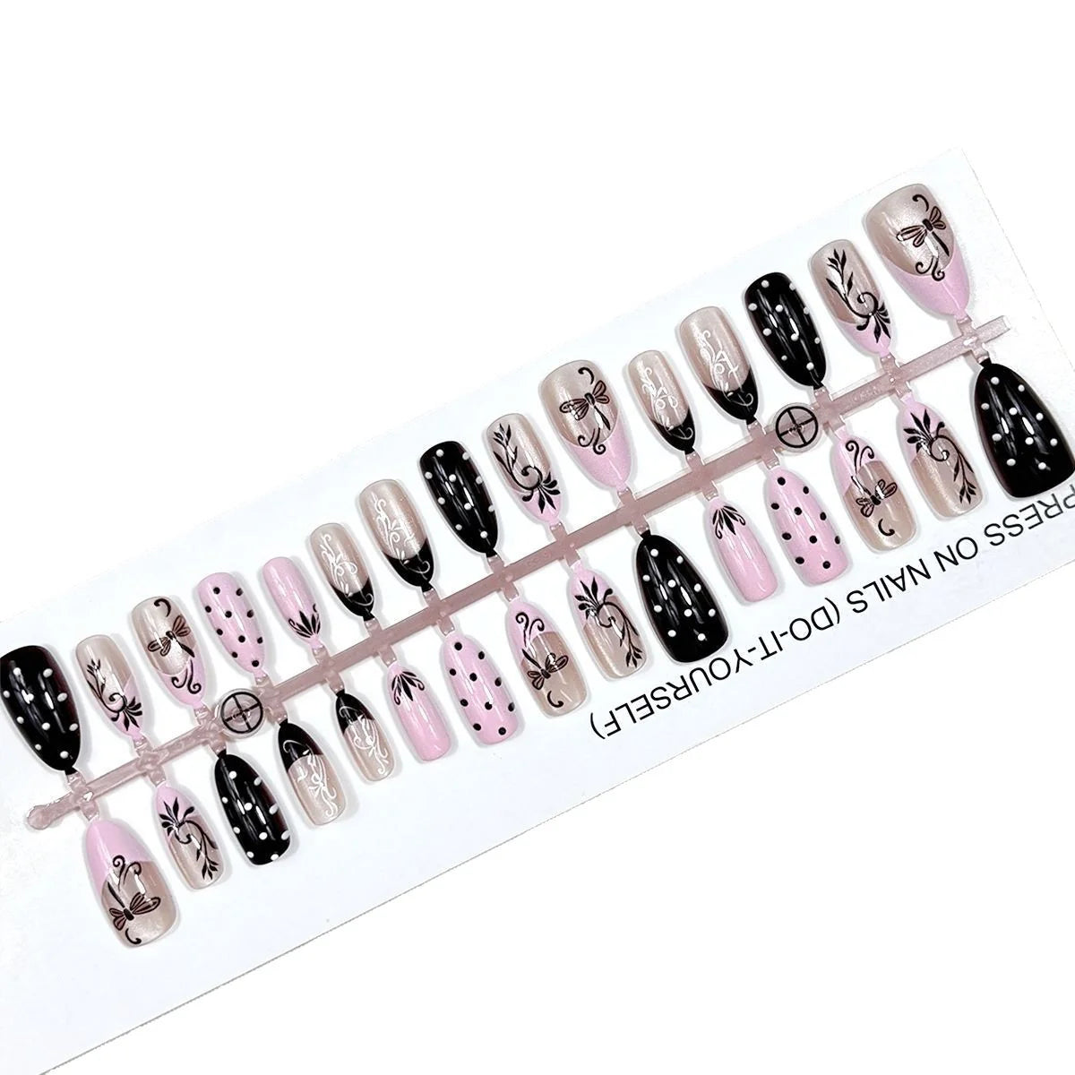 Press-On Nail Set Artistic Designs All Sizes & Tools Included