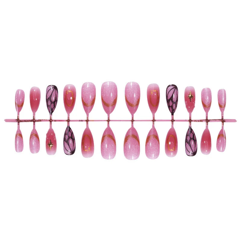 Press-On Nail Set Artistic Designs Easy Application
