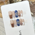 Press-On Nail Set Artistic Designs Easy Application Durable Wear