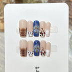 Press-On Nail Set Artistic Designs Easy Application Durable Wear