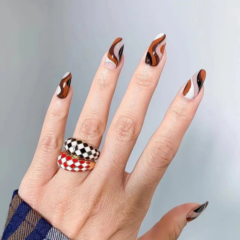 Press-On Nail Set Artistic Designs Flexible & Durable