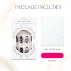 Press-On Nail Set Artistic Designs Jelly Glue & File