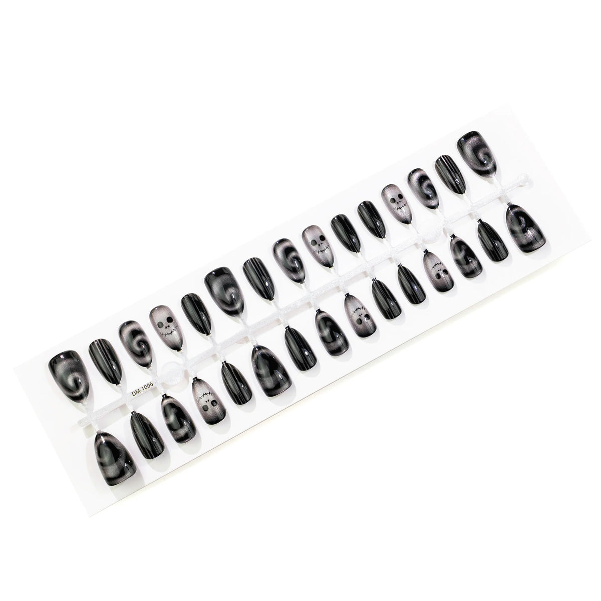 Press-On Nail Set Artistic Designs Jelly Glue & File