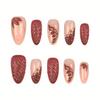 Press-On Nail Set Artistic Designs Long-Lasting Adhesive