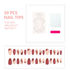 Press-On Nail Set Artistic Designs Long-Lasting Adhesive
