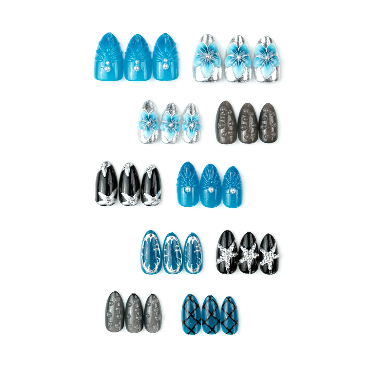 Press-On Nail Set Artistic Designs Long-Lasting Easy Adhesive