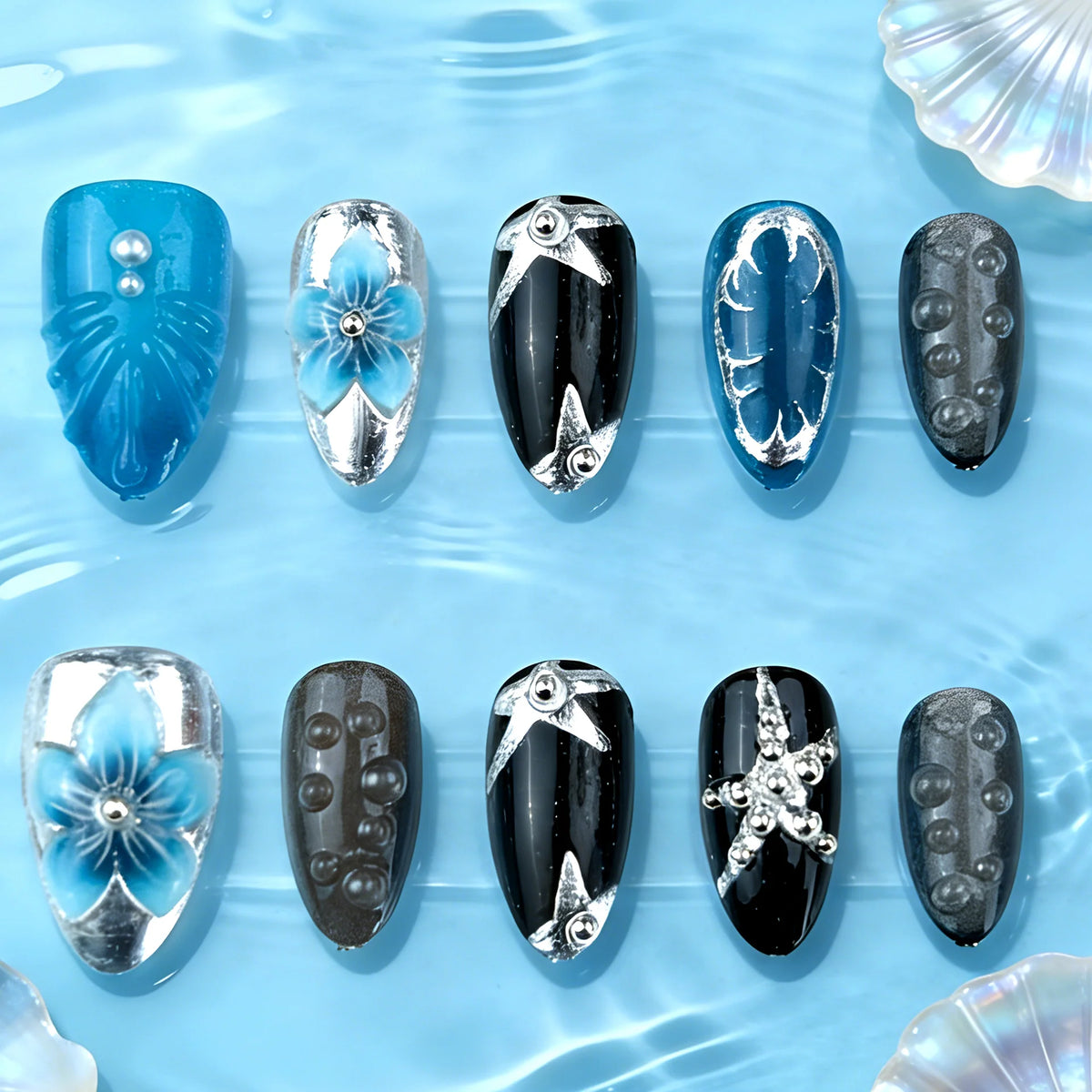 Press-On Nail Set Artistic Designs Long-Lasting Easy Adhesive