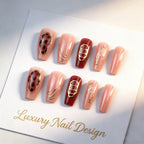 Press-On Nail Set Artistic Designs Metallic Accents