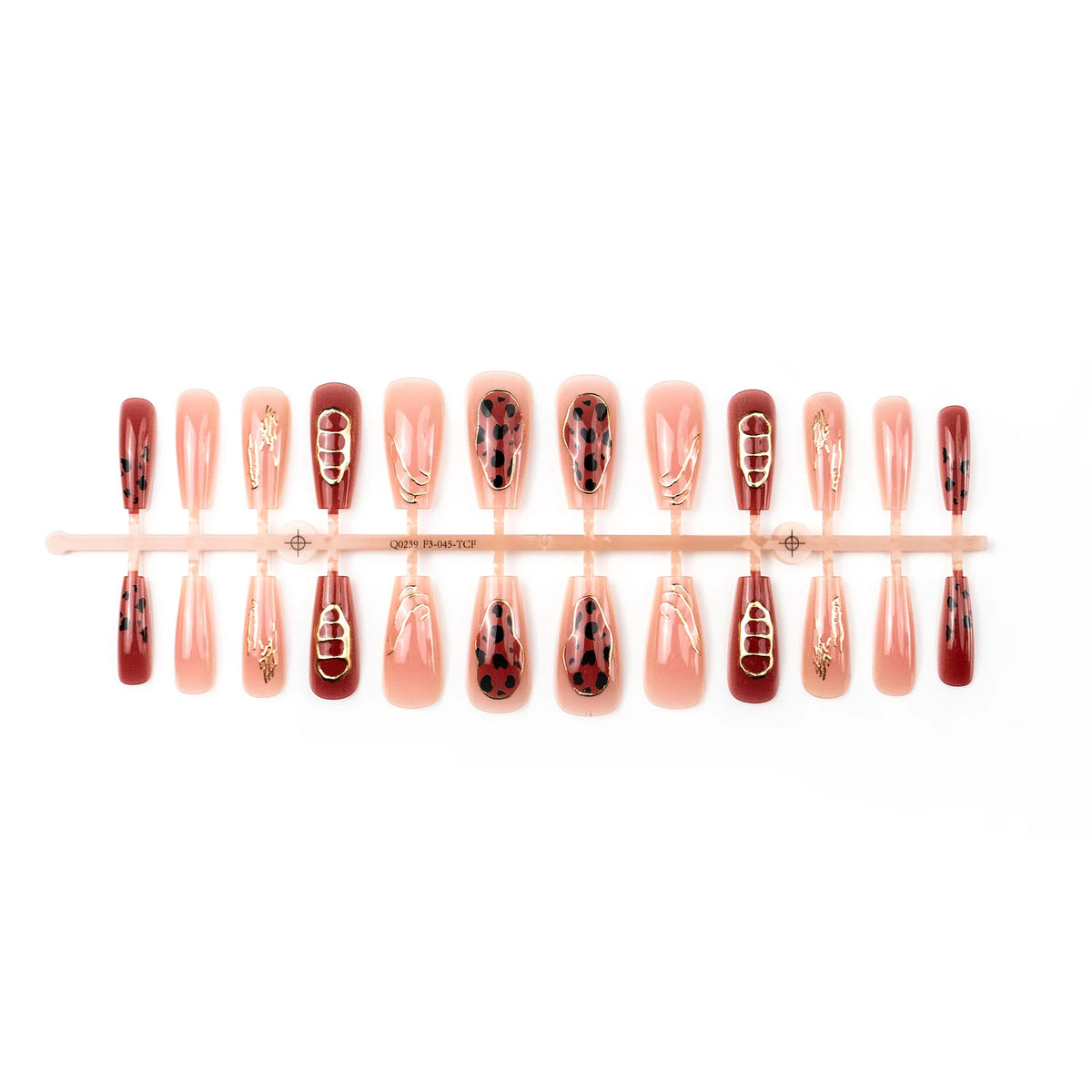 Press-On Nail Set Artistic Designs Metallic Accents
